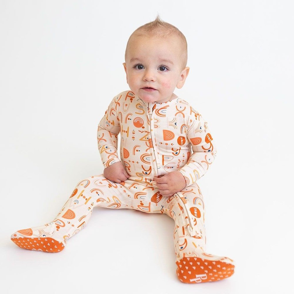 Posh Peanut Alphabet Medley Footie Zippered One Piece
