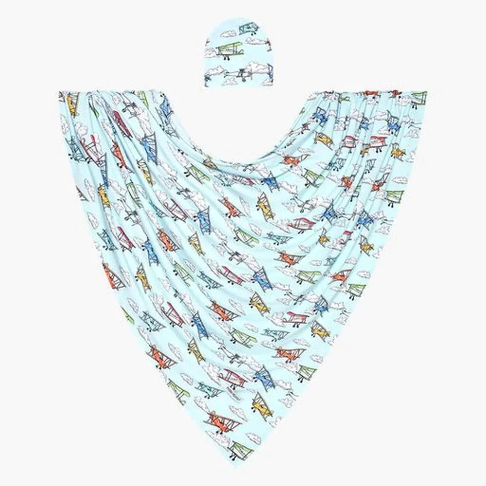 Posh Peanut Flyer Swaddle & Beanie Set