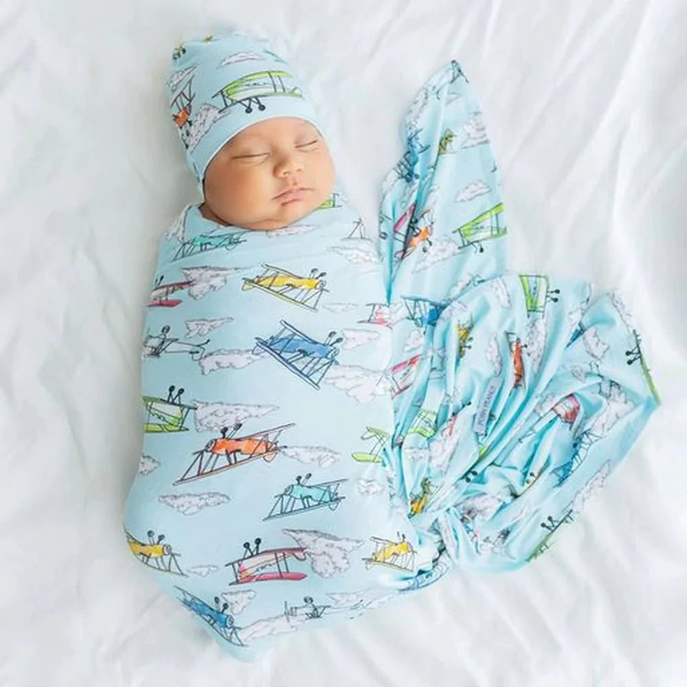 Posh Peanut Flyer Swaddle & Beanie Set