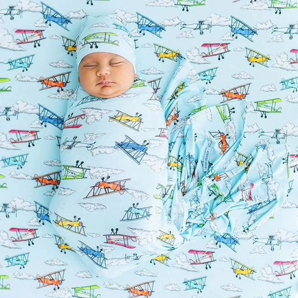 Posh Peanut Flyer Swaddle & Beanie Set