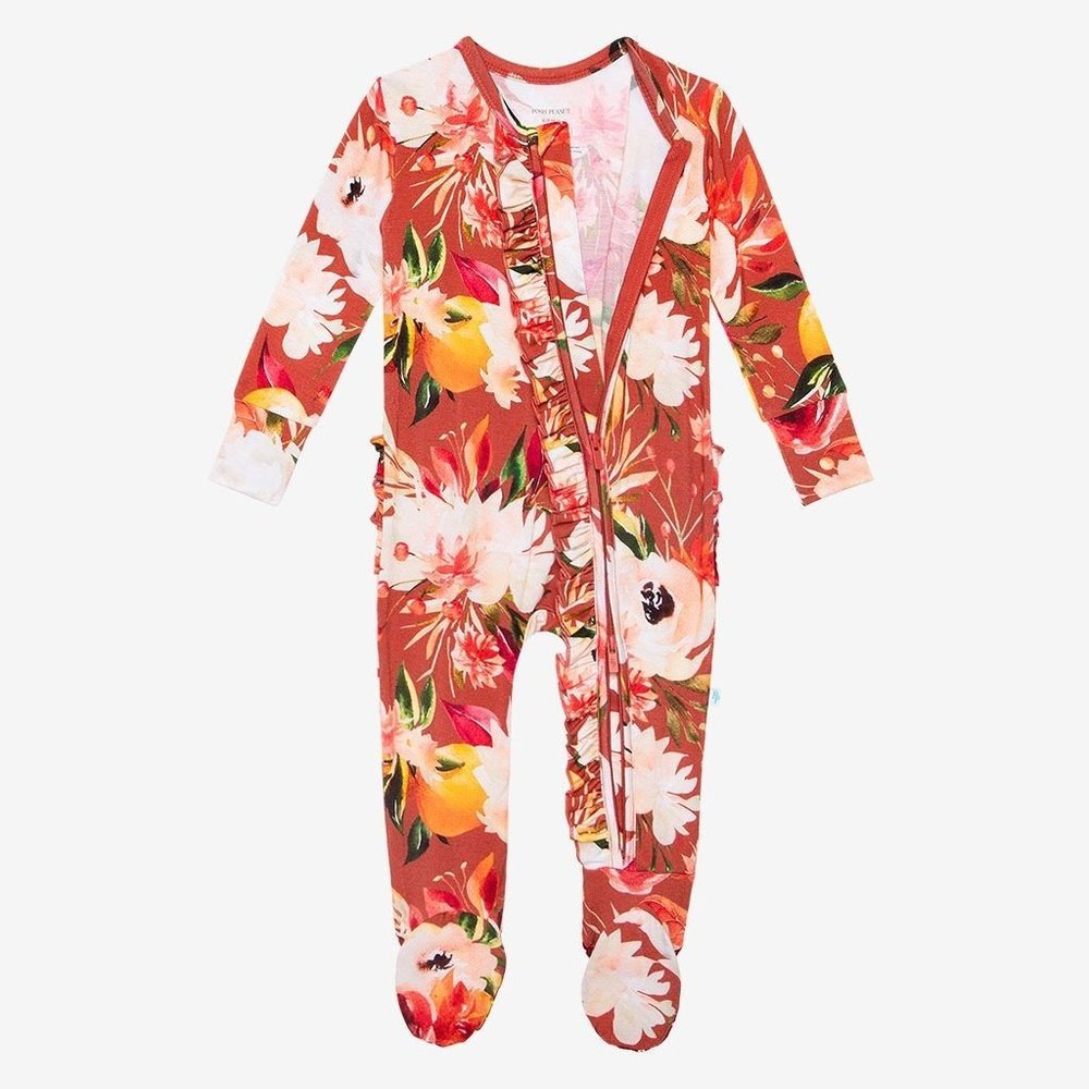 Posh Peanut Footie Ruffled Zippered One Piece Leonora