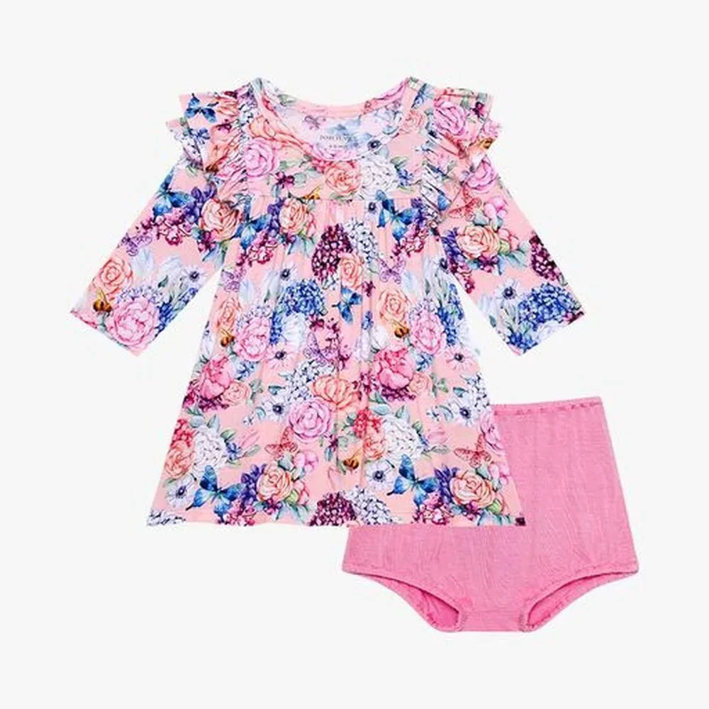Posh Peanut Apparel & Gifts 3-6 Mo / Lyric Posh Peanut Lyric 3/4 Sleeve Flutter Dress & Bloomer Set