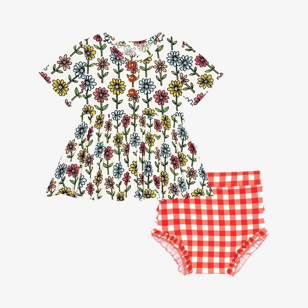 Posh Peanut Maya Lynn Short Sleeve Peplum Ruffled Bummie Set