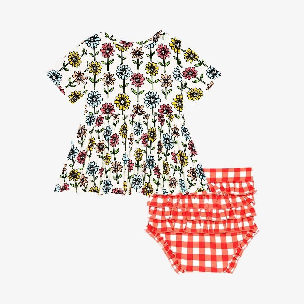 Posh Peanut Maya Lynn Short Sleeve Peplum Ruffled Bummie Set