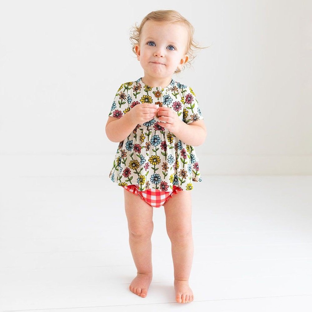 Posh Peanut Maya Lynn Short Sleeve Peplum Ruffled Bummie Set