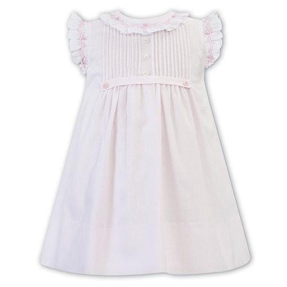 Sarah-Louise Pink Dress with Frill Collar and Sleeve Trim