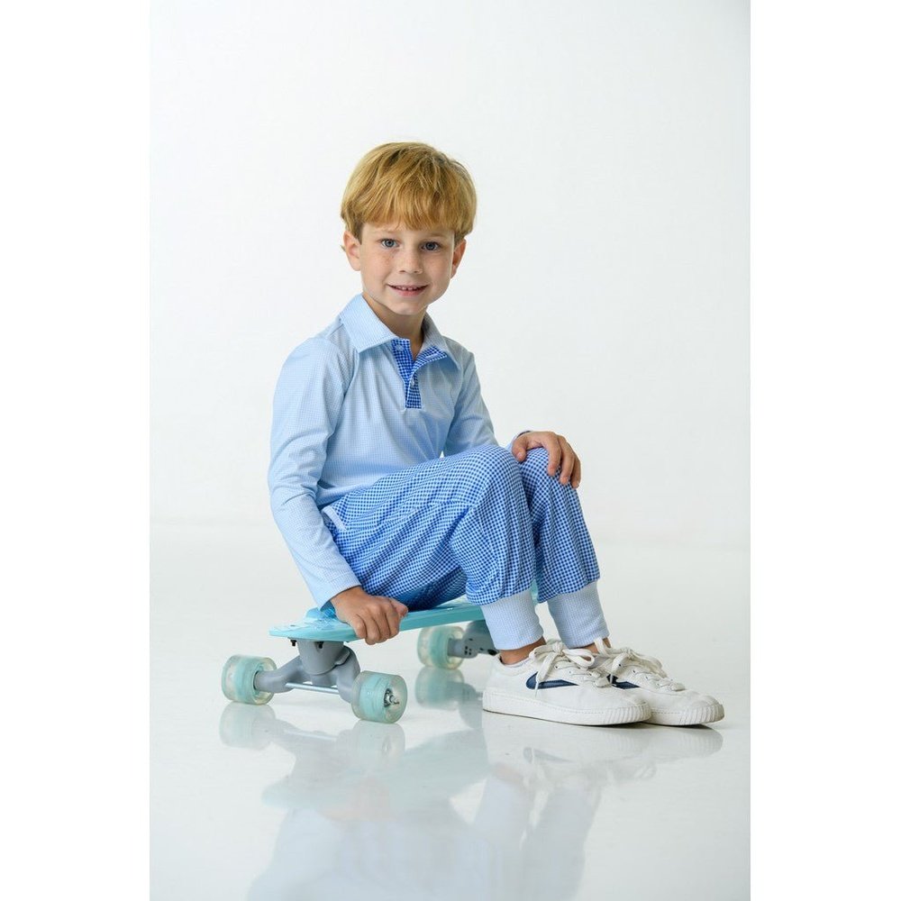 SET Athleisure by Lullaby Set Aiden Pant Royal Mini Gingham