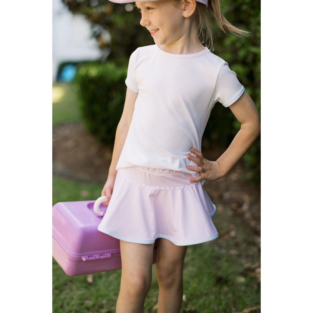 SET Athleisure by Lullaby Set Bridget Basic Tee White/Pink/Blue Mini Gingham