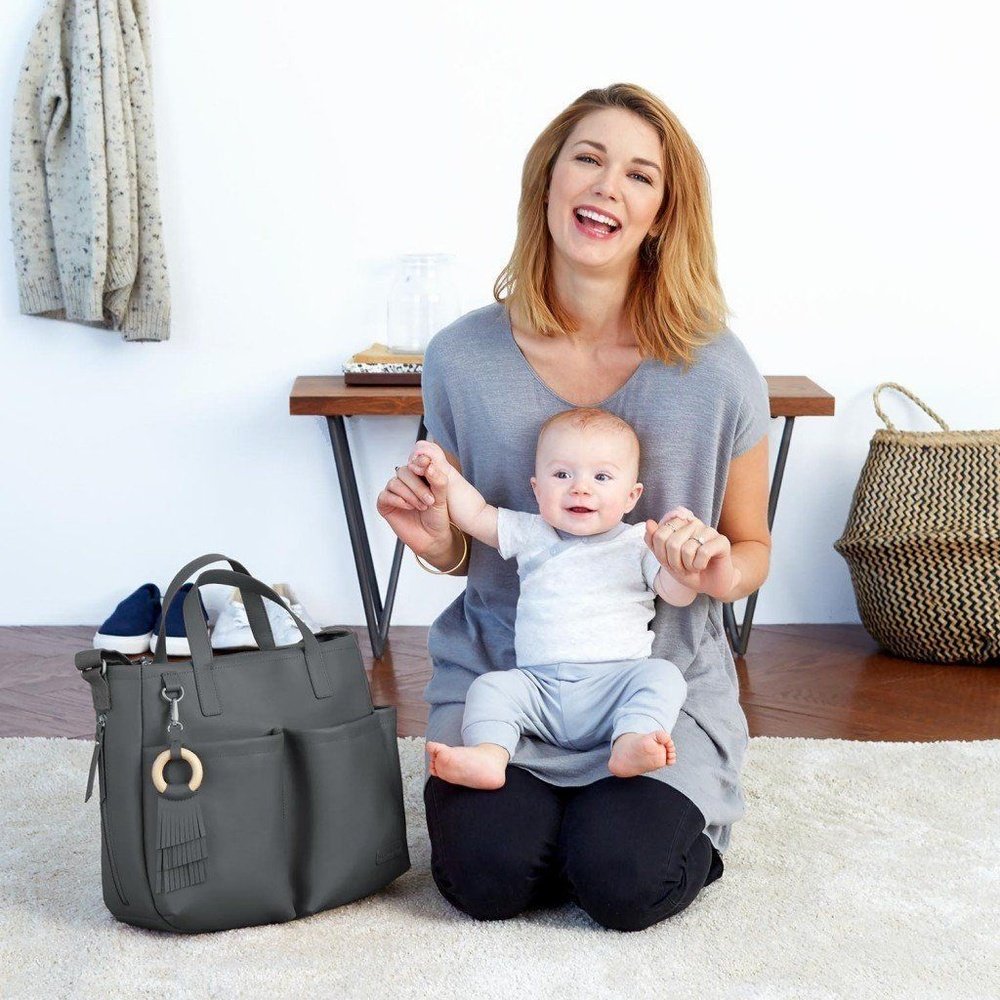 Skip Hop Greenwich Diaper Bag Tote Smoke