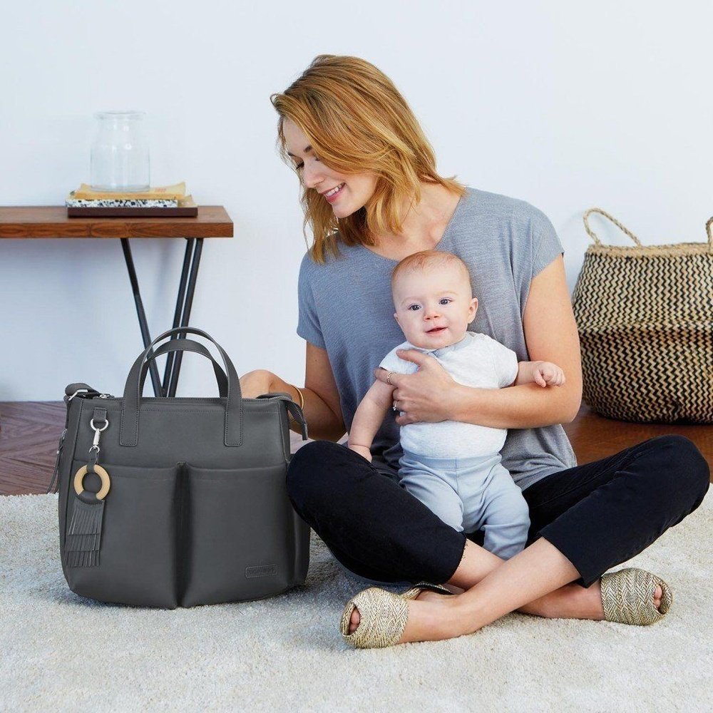 Skip Hop Greenwich Diaper Bag Tote Smoke