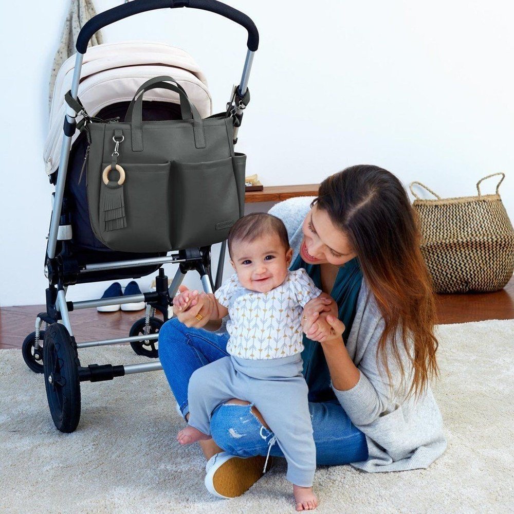 Skip Hop Greenwich Diaper Bag Tote Smoke