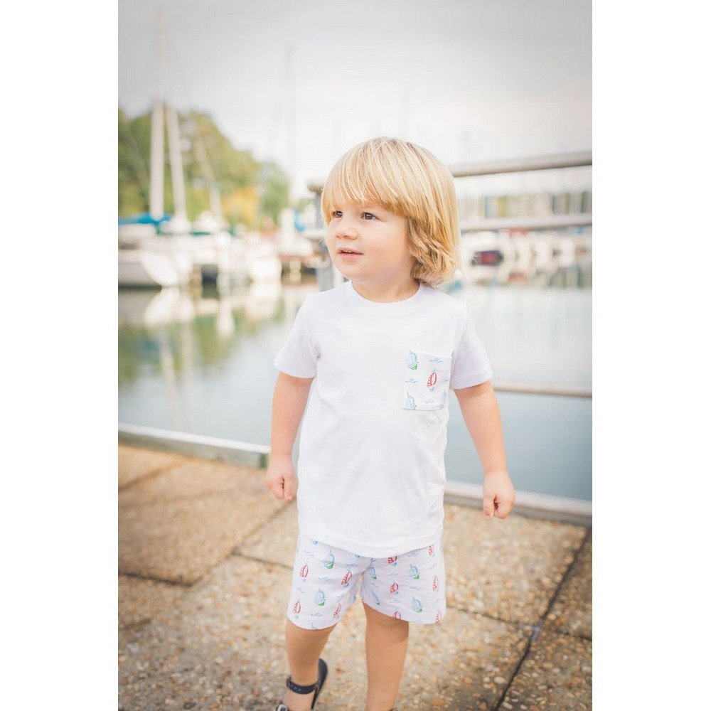 The Proper Peony Parkside Collection Sawyer Sailboats Pocket Shirt