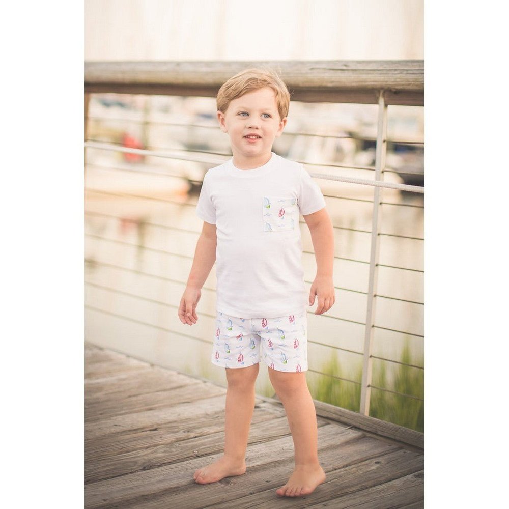 The Proper Peony Parkside Collection Sawyer Sailboats Pocket Shirt