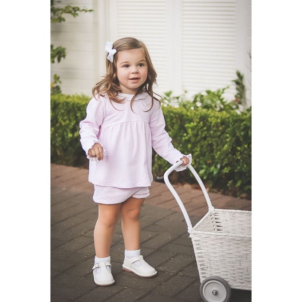 The Proper Peony Parkside Collection Solid Pink Long Sleeve Bloomer Set