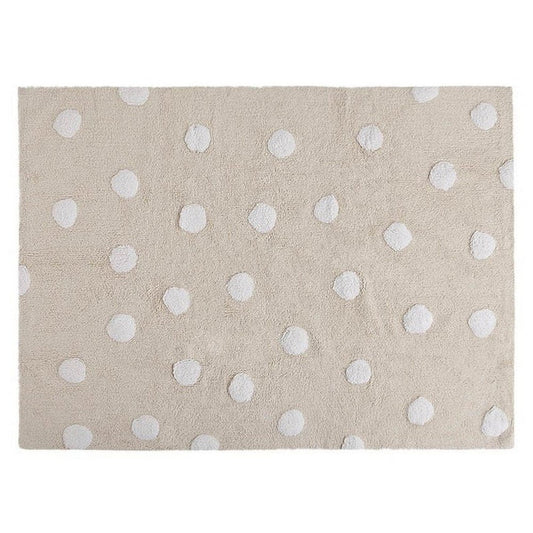 Washable Rug by Lorena Canals Polka Dots Beige and White