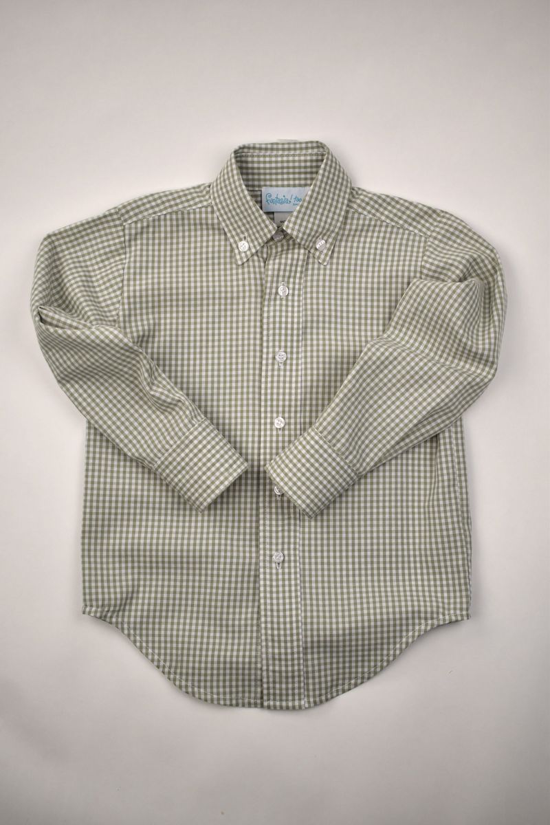 Funtasia Too Boys Sage Check Button Down Shirt
