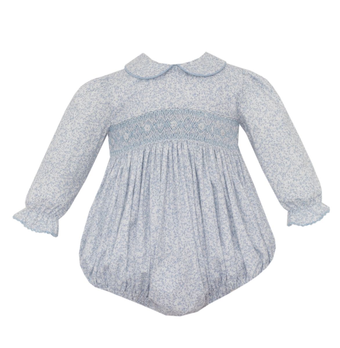 Petit Bebe Infant Girl Light Blue / 3 Mo Petit Bebe Girls Grace Liberty Print Long Sleeve Bubble