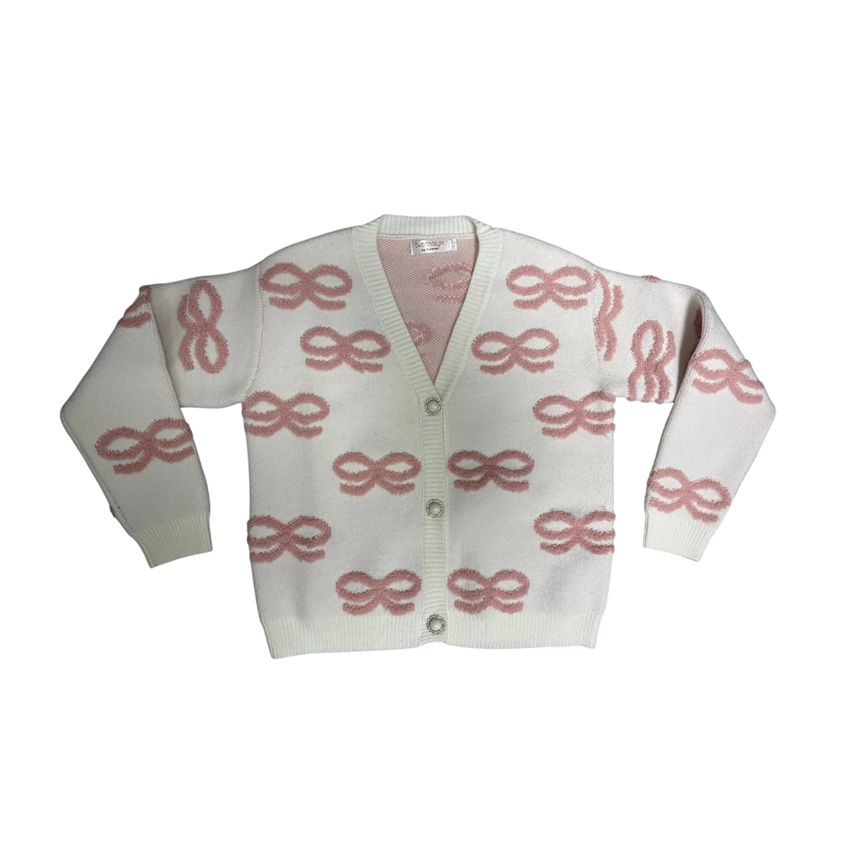 Tweenstyle Bows V-Neck Cardigan Sweater