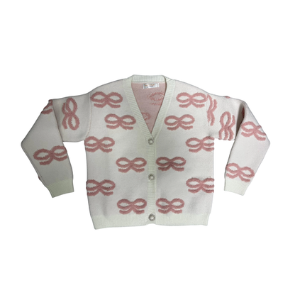 Tweenstyle Bows V-Neck Cardigan Sweater