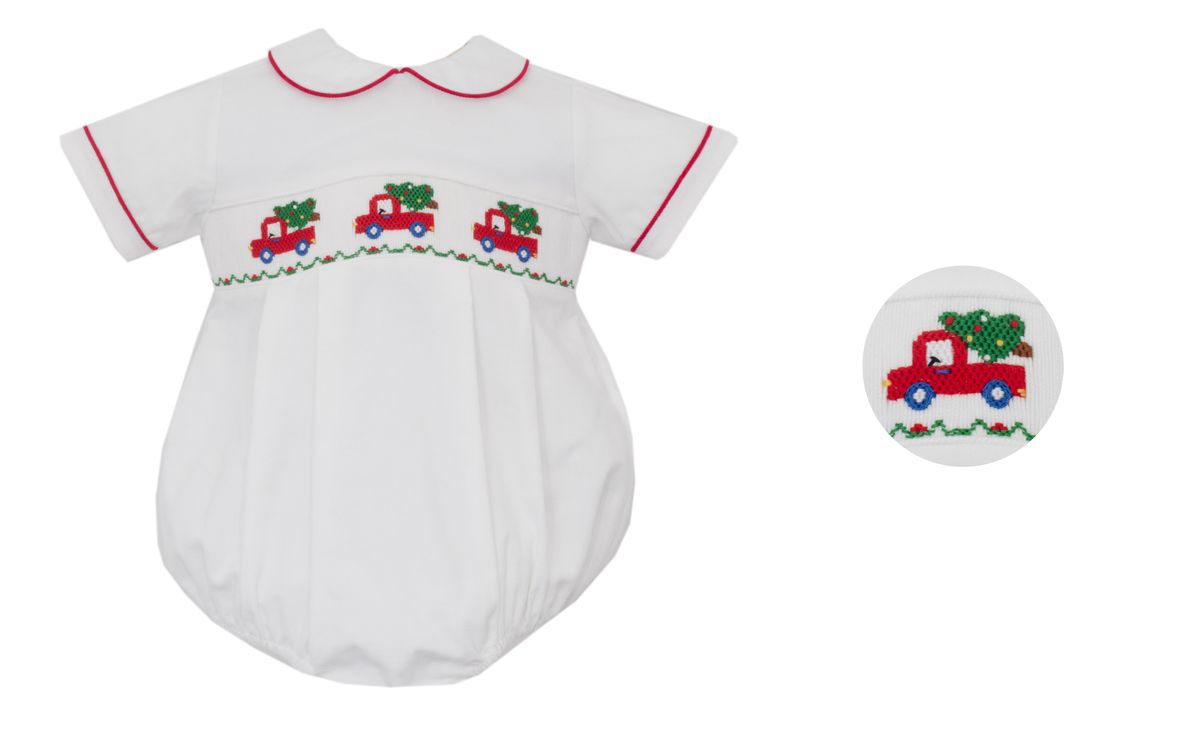 Anavini Boys Christmas White Corduroy Short Bubble