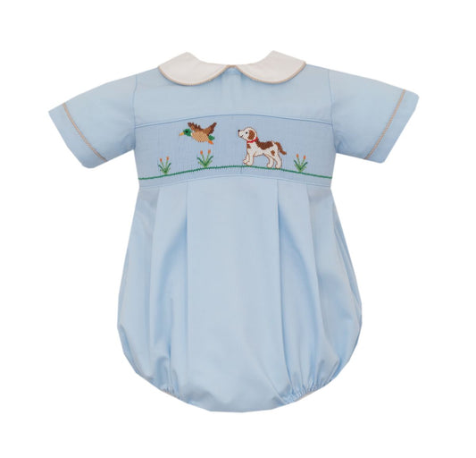 Anavini Boys Hunting Dog Short Sleeve Bubble - Light Blue