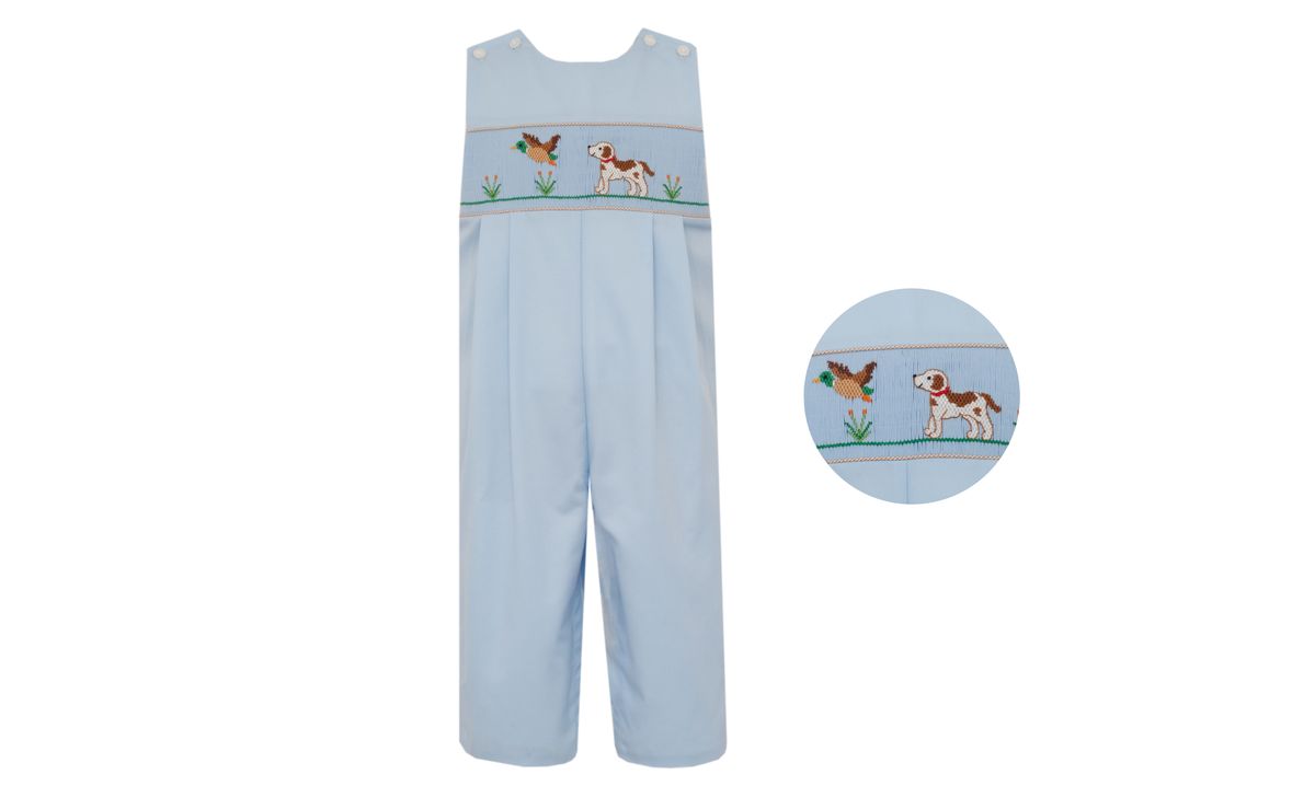 AnaviniAnavini Boys Hunting Dogs Long Jon Jon - Light Blue TwillBabysupermarket