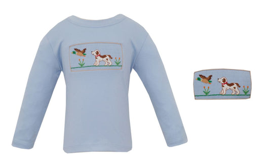 Anavini Boys Hunting Dog Long Sleeve T-Shirt - Light Blue