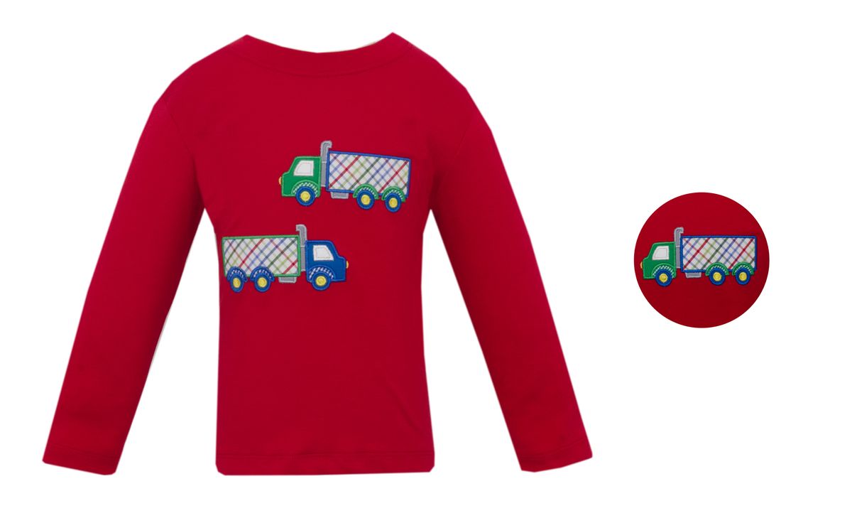 Claire and Charlie Boy's Wheeler Trucks - Red Knit T-Shirt