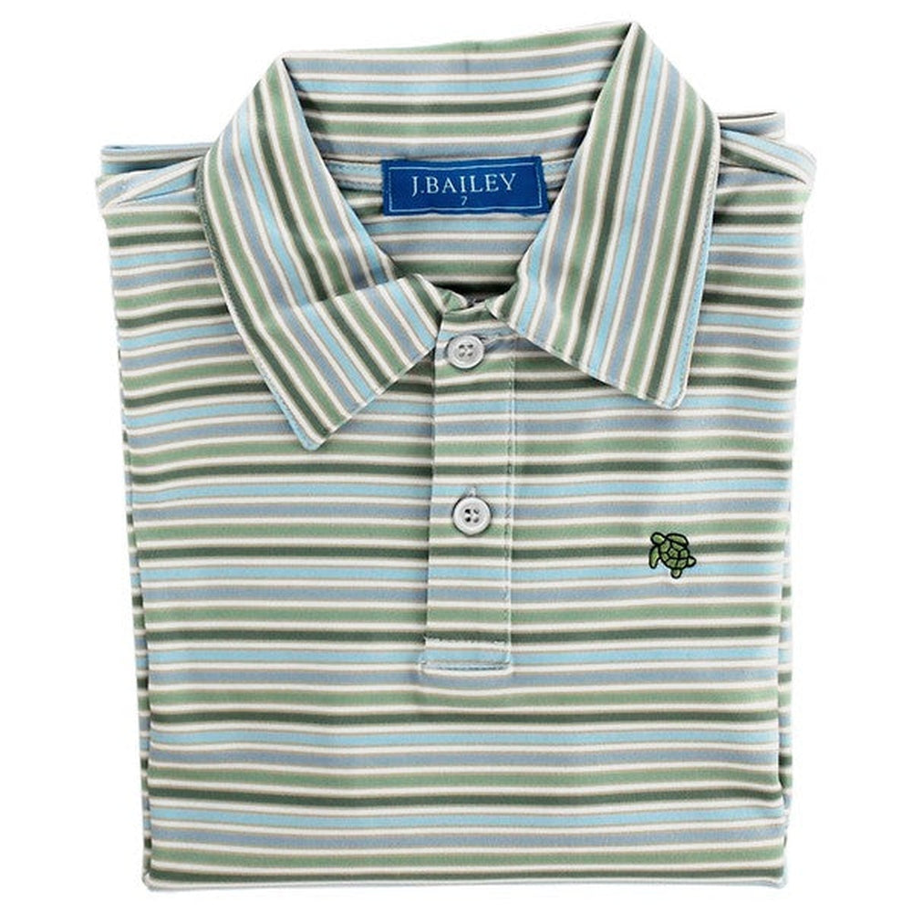 J Bailey Pine Striped Long Sleeve Performance Polo