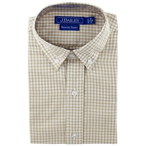 J Bailey by Bailey Boys Khaki Check Button Down Shirt