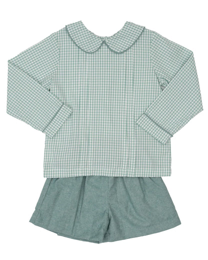 The Oak's Apparel Boy's Tyler Teal Briar Check Short Set