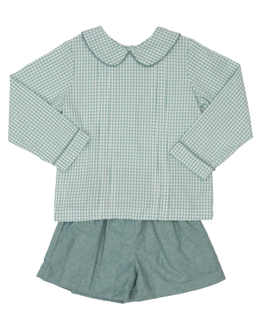 The Oak's Apparel Boy's Tyler Teal Briar Check Short Set
