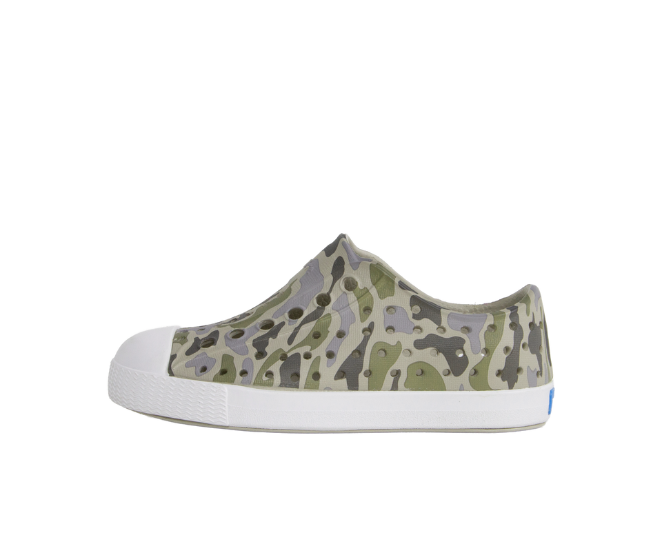 Native Shoes - Jefferson Print Kids - Silk Grey/Shell White/Vetiver Camo