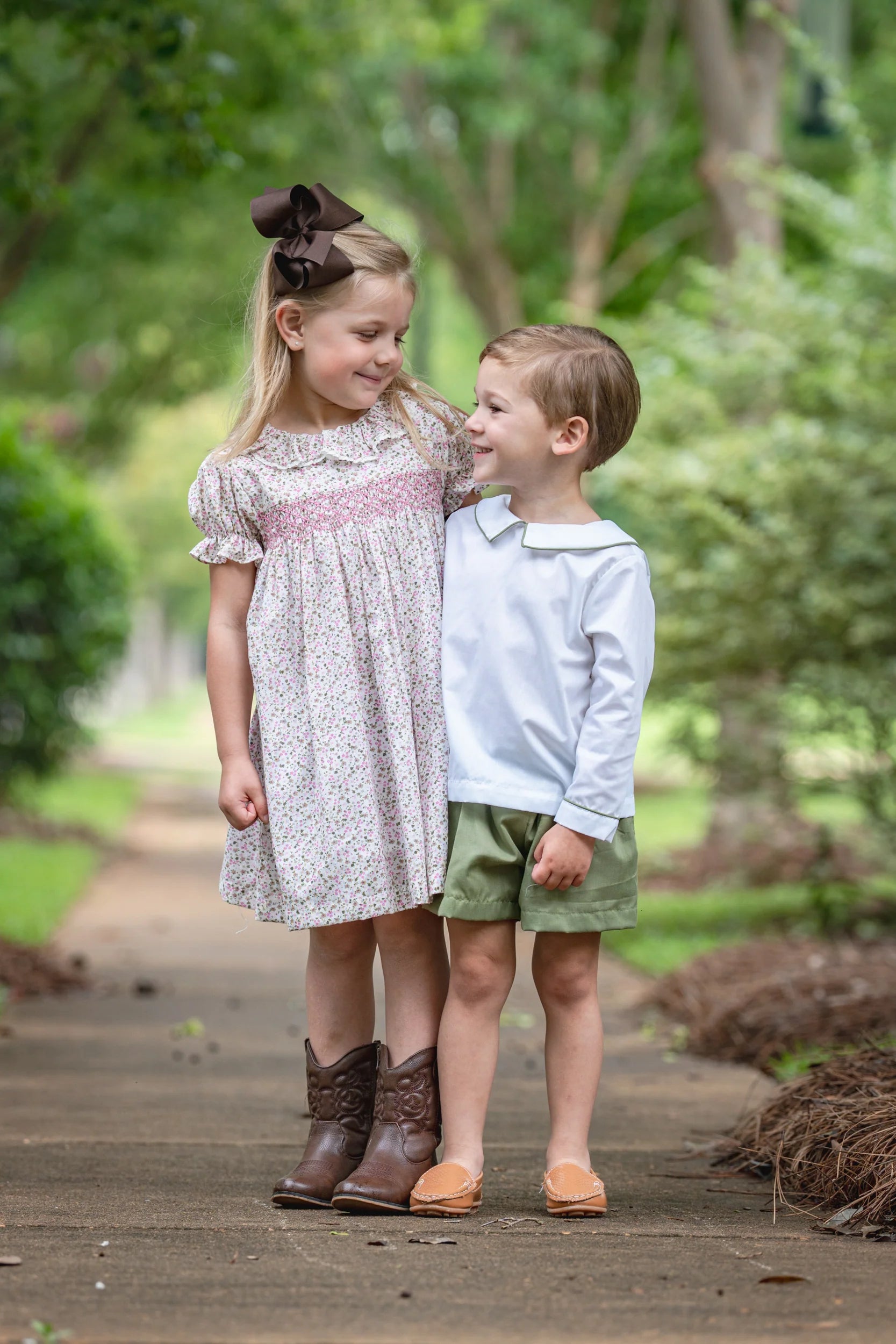 The Oaks Apparel Girl's Devin Pink Clover Garden Dress