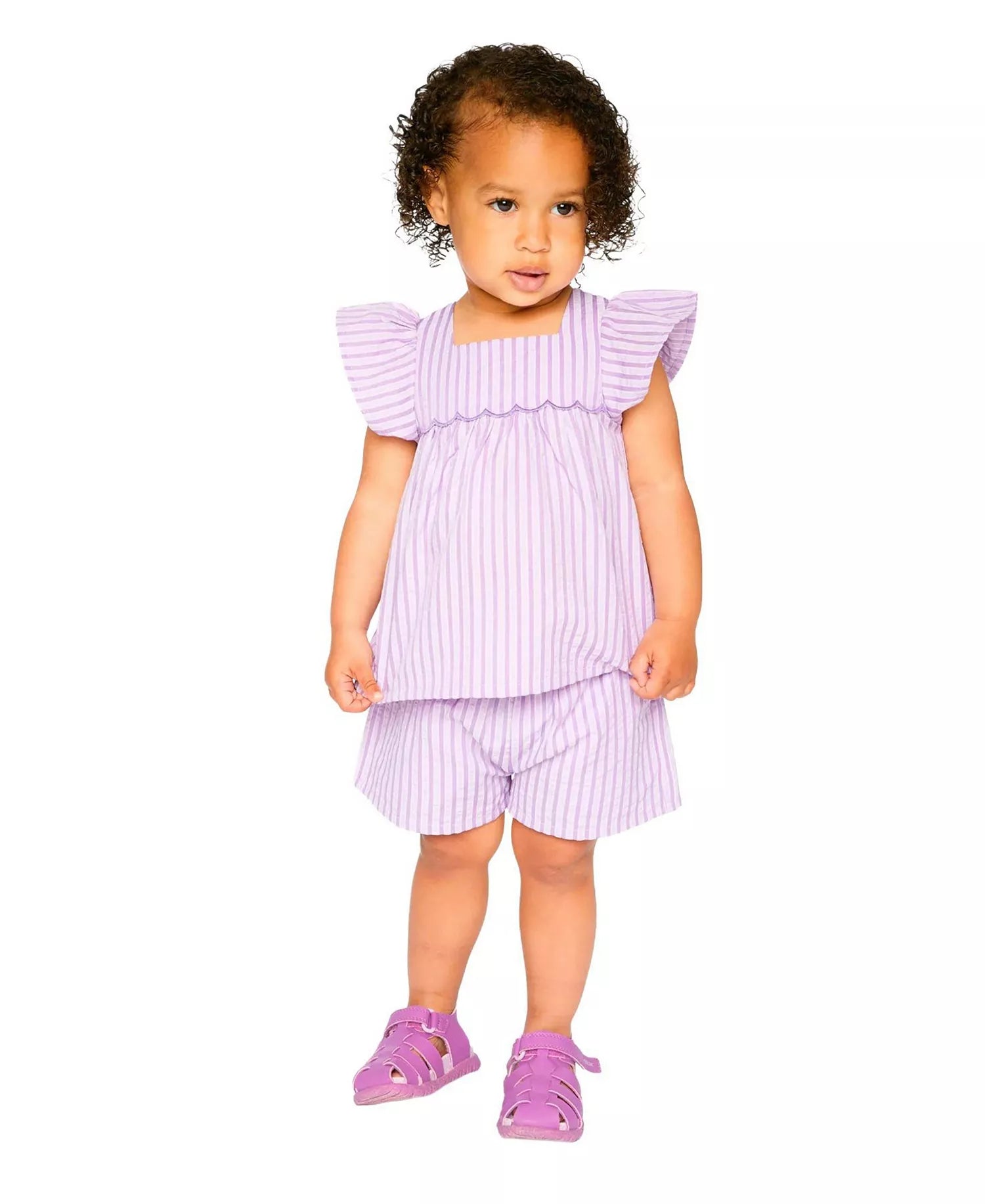 Deux par Deux Lilac Stripes Short Set