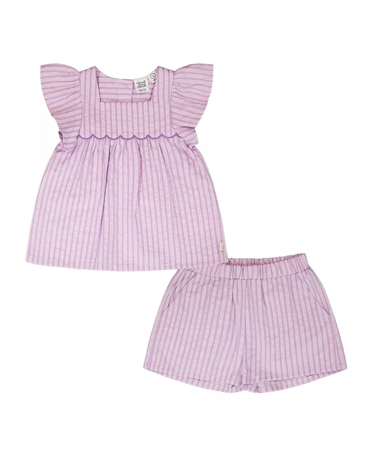 Deux par Deux Lilac Stripes Short Set