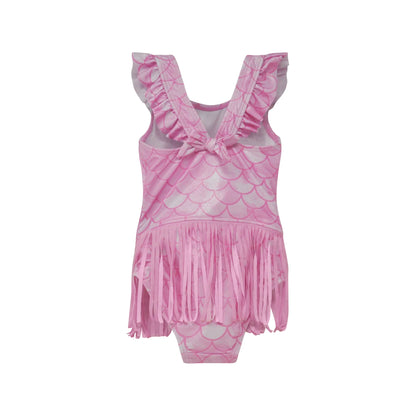 Flap Happy Girls Keilani Fringe Swimsuit - Pixie Scales Pink