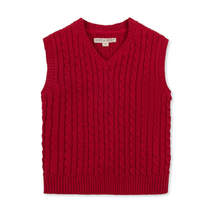 Hope & Henry Boys Organic Cable Sweater Vest