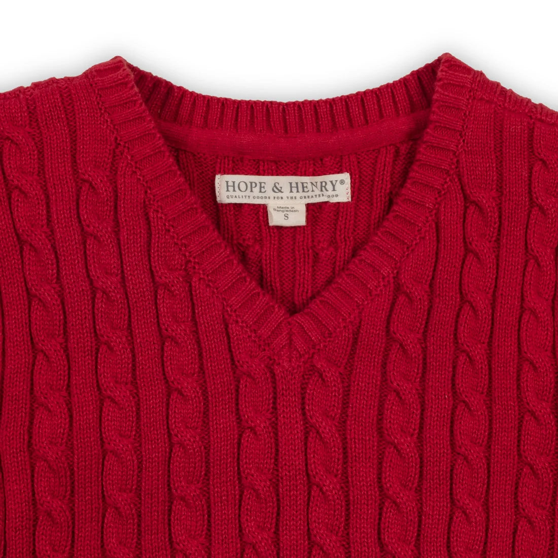 Hope & Henry Boys Organic Cable Sweater Vest