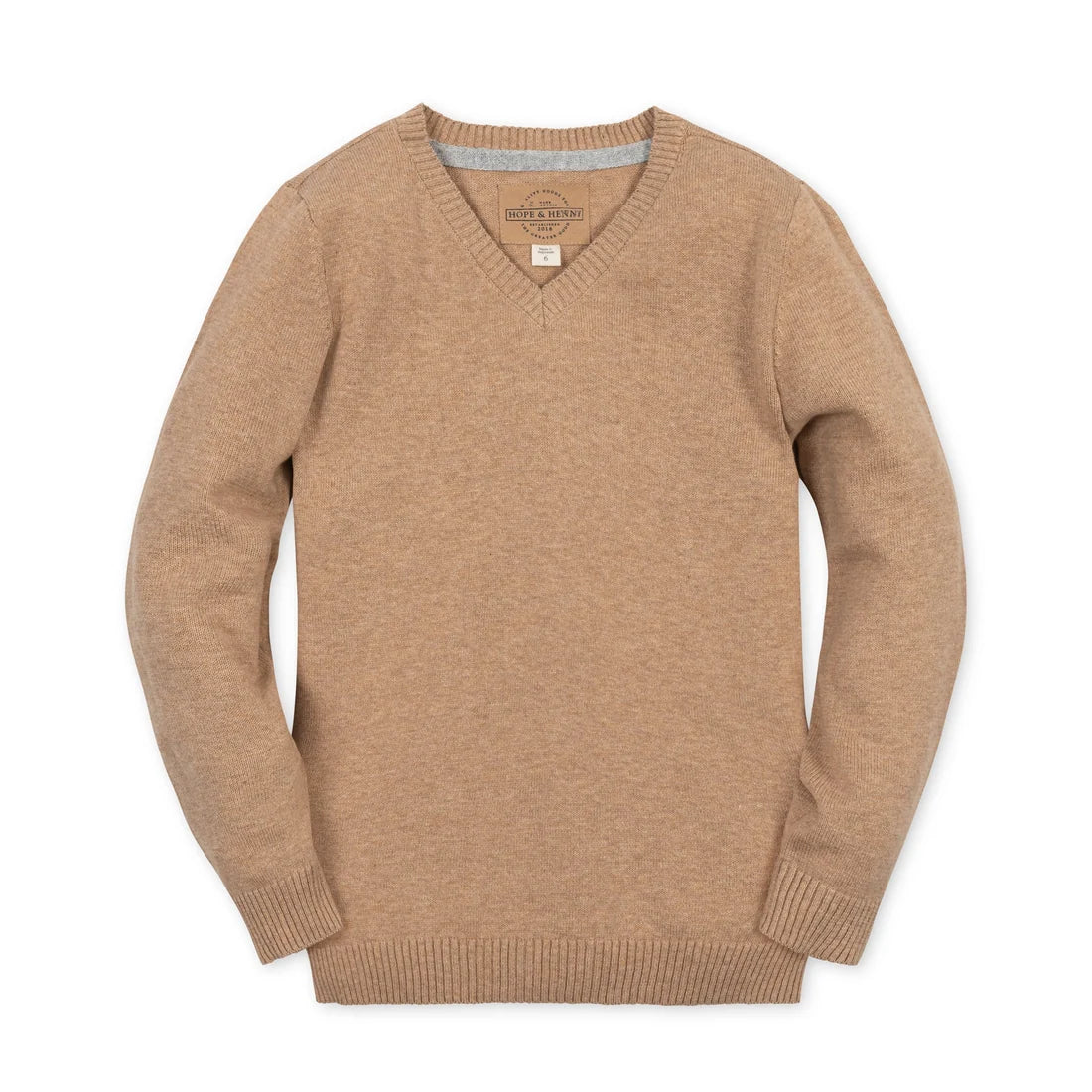Hope & Henry Boys Organic V-Neck Sweater with Elbow Patches