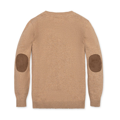 Hope & Henry Boys Organic V-Neck Sweater with Elbow Patches