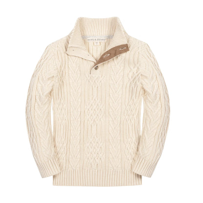 Hope & Henry Boys Organic Mock Neck Cable Sweater