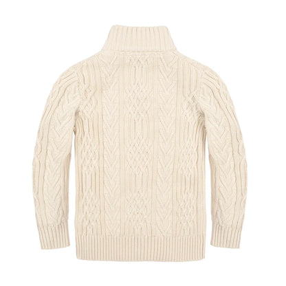 Hope & Henry Boys Organic Mock Neck Cable Sweater