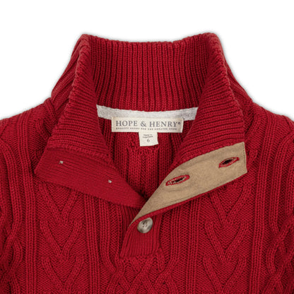 Hope & Henry Boys Organic Mock Neck Cable Sweater