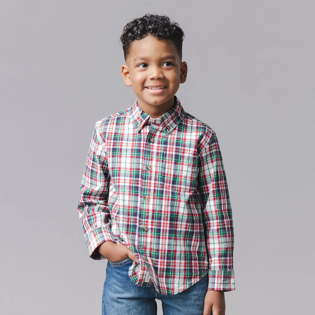 Hope & Henry Boys Organic Stretch Poplin Shirt