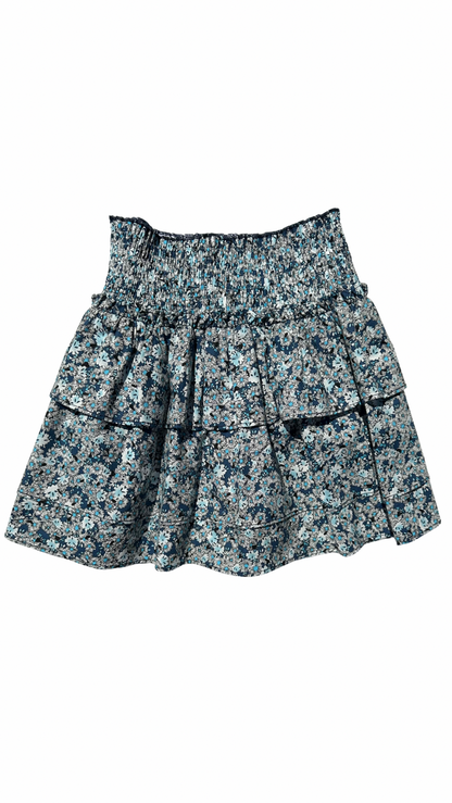 Pleat Sally Skirt Blue Floral