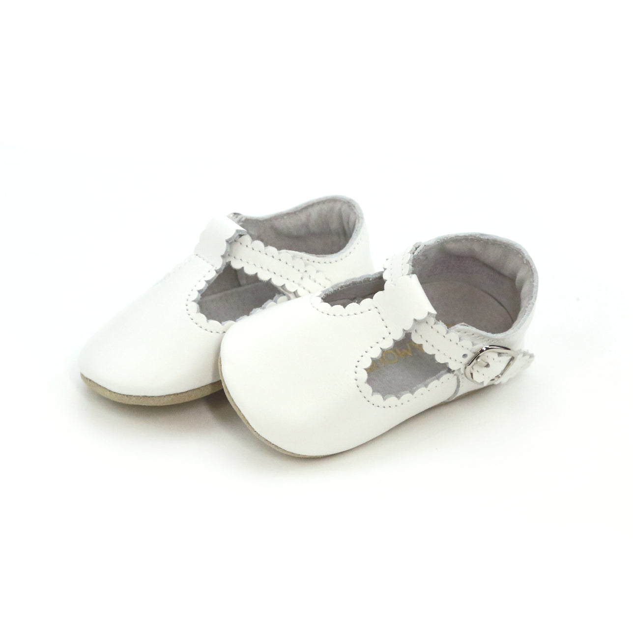 L'Amour Elodie Girls Scalloped T-Strap Crib Shoe