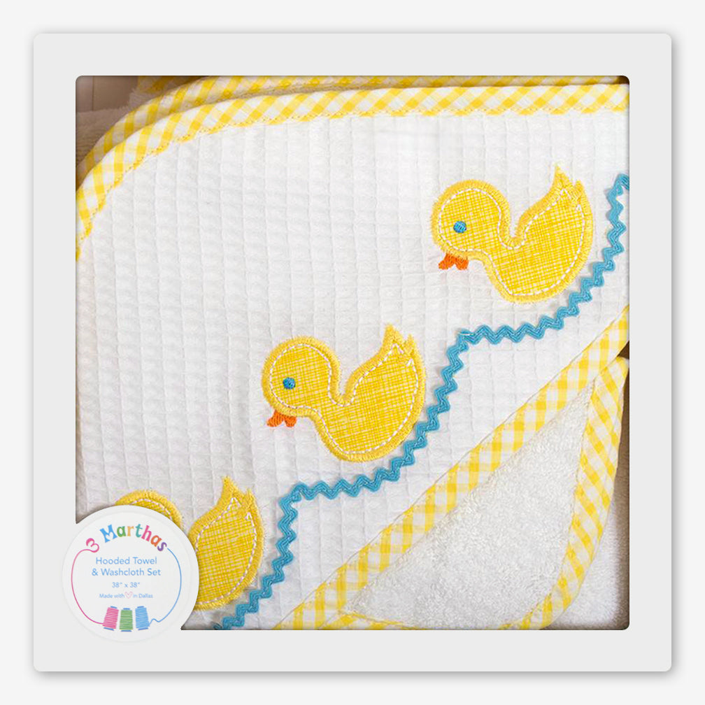 3 Martha's Boxed Yellow Duck Hooded Towel