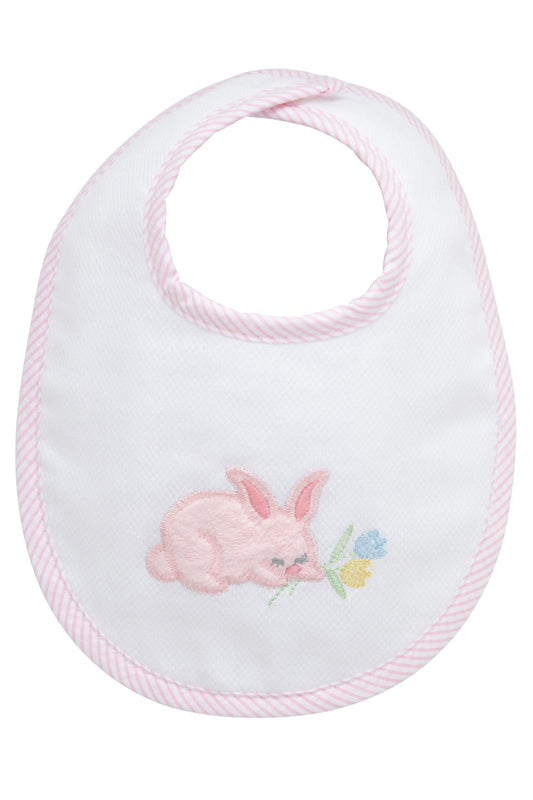 3 Marthas 3 Marthas Applique Basic Bib - Pink Bunny