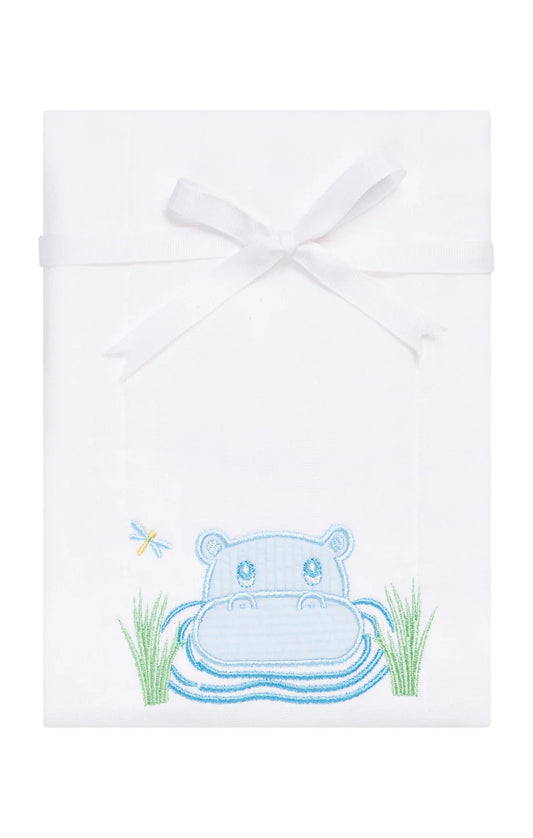 3 Marthas 3 Marthas Applique Basic Burp - Blue Hippo